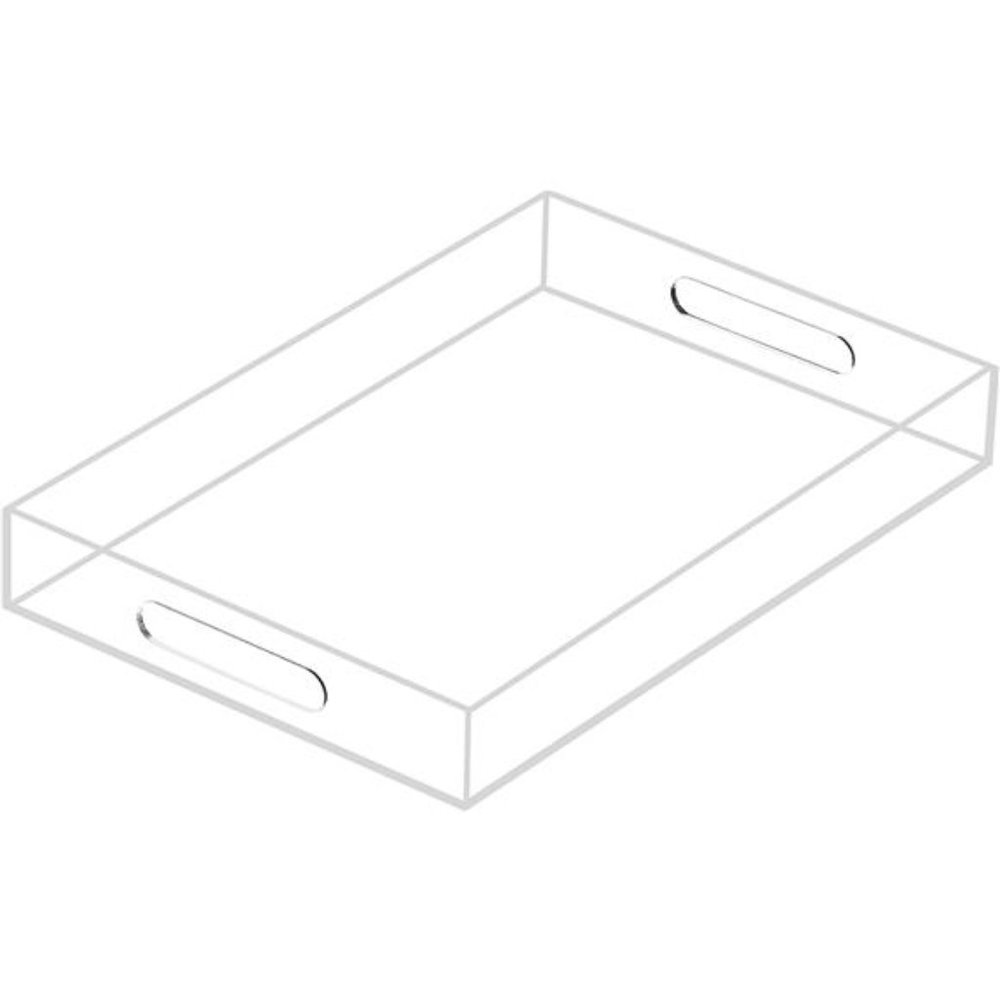 Clear Sturdy Acrylic Serving Tray with Handles 10x15x2H Inches